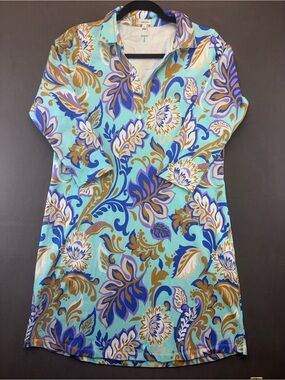 Tyler Boe Johnny Aqua Filigree Shirt Dress